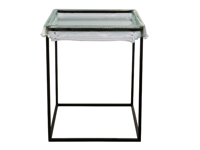 MELT - Square Thermoformed glass coffee table with tray _ RADAR INTERIOR